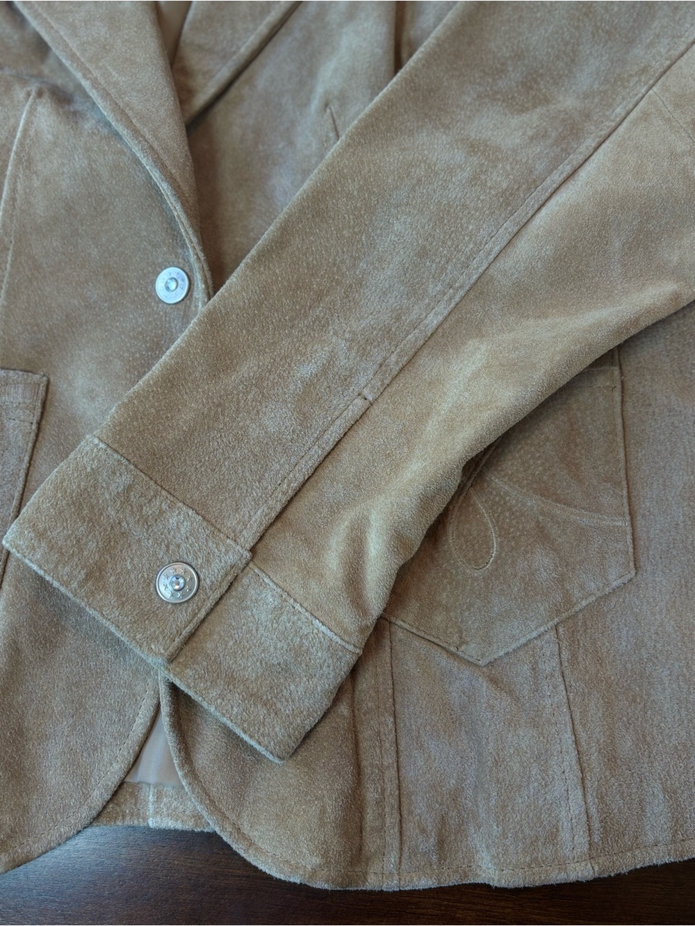 Cervelle Genuine Leather Suede Blazer Jacket Tan Western Embroidered Size Medium - Picture 7 of 9